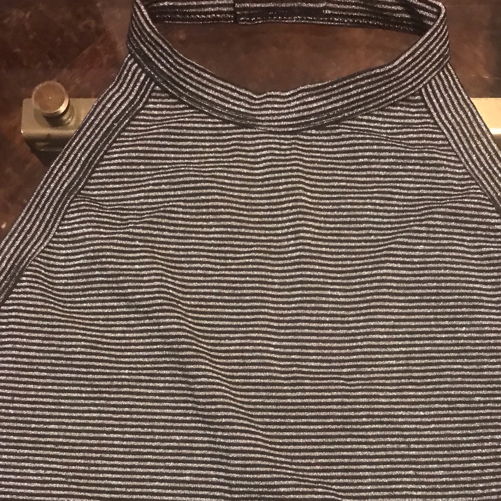 Black and Silver Halter Top